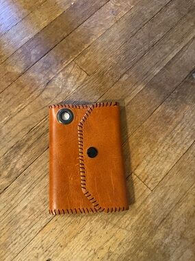 Handstitched Tan Leather Wallet with Card Slots